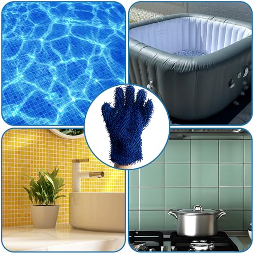 DECOHS 4 Pcs Pool Cleaning Scrubbing Mitt, Swimming Pool and Spa Cleaning Mitt, Pools Hot Tub Scrubbing Glove for Stain and Dirt Cleaning
