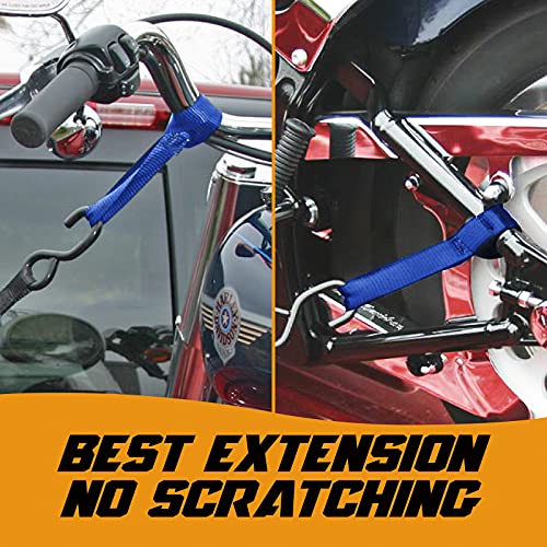 Soft Loop Tie Down Straps - 1.5 x 18 inches, 8800lbs Breaking Strength, Soft Loops for Securing ATV, UTV, Motorcycles, Scooters, Dirt Bikes, Lawn & Garden Equipment, 4 Pack (Blue) - color: Blue