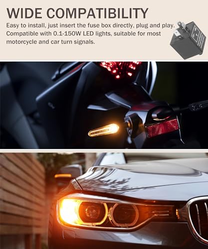 Bylikeho CF-13 LED Flasher Relay, Universal 12V Car Flasher Relay for LED Turn Signal Fixing Hyper Blink Flash, Fits Car SUV Motorcycle