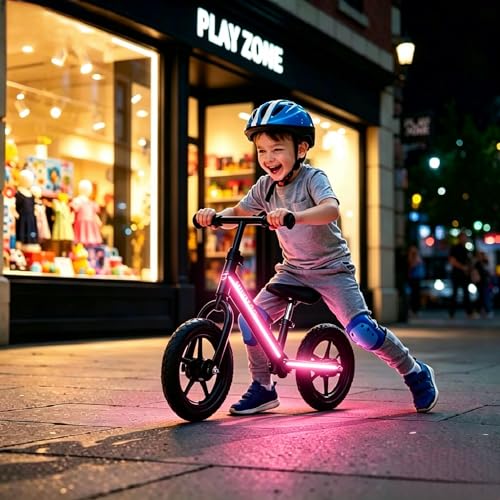 USB Battery Box COB LED Scooter Bike Ambient Light, 8 Lighting Modes, Waterproof No-Wiring Safety Warning Flexible Strip Light for Electric Scooter, Bicycle, Kids Balance Bike - color: Pink
