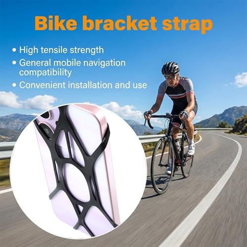 Rubber Phone Holder, 6 Pack Motorcycle Phone Mount Tether Ultra-Stable Bike Bands Compatible Bicycle Phone Mount for Scooter Bike Bicycle Motorcycle Handlebar (Black)