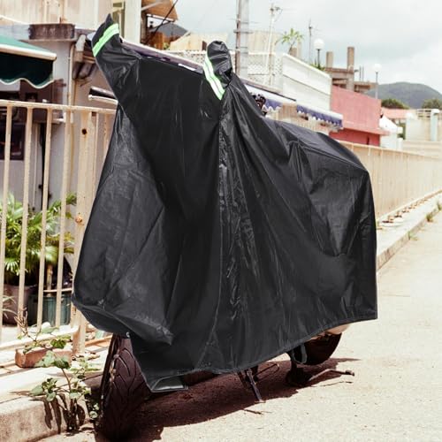 Motorcycle Cover XL Black Thickened Waterproof Outdoor Bike Protector Full Weather UV Rain Sunshade Shelter with Dual Ear Design