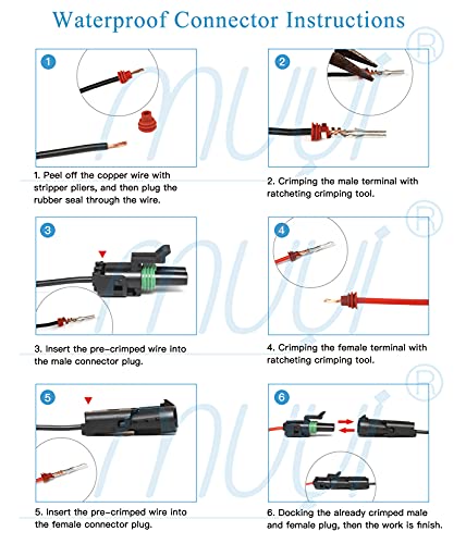 MUYI 10 Kit 4 Pin Weather Pack Connector for 20-14 AWG Wire Harness 2.5mm Series Automotive Electrical Plugs - size: 4pin connector(10 sets)
