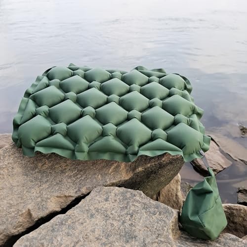 TRIWONDER Ultralight Inflatable Seat Cushion Seat Pad, Easy to Inflate & Deflate Compact Air Pad with Storage Bag for Camping Hiking Fishing Office Airplane Stadium Car (Green) - color: Green