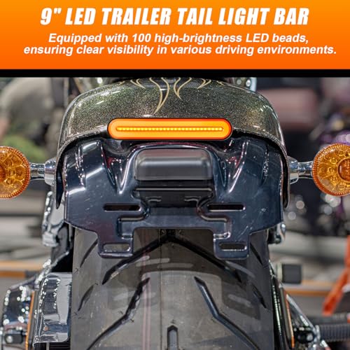 Lewtemi 2 Pcs 9" 3-in-1 Trailer Tail Light 12-30V Universal 100 LED Red Amber Sequential Strip, Running Stop Turn Signals Brake Lights, for Chopper Truck Atv Utv Adv Pickup Golf Cart - size: 9 Inch, style: Trailer Style