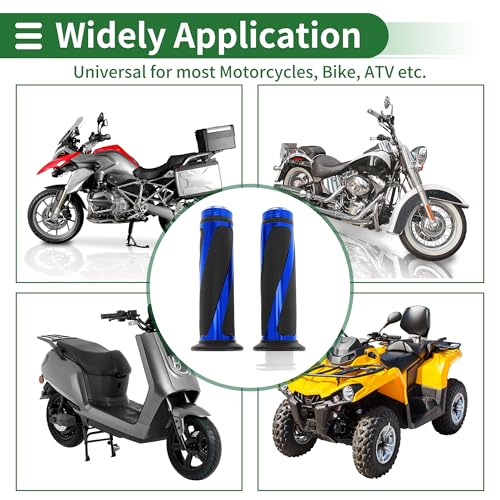 7/8" 22mm 15/16" 24mm Motorcycle Hand Grips Cover Kit Non Slip Aluminum Alloy Rubber Handlebar Grips for Motorcycle Scooter Bicycle ATV Blue 1Set - color: Blue