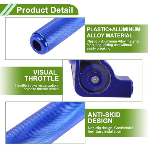 22mm Throttle Grip with 120cm White Throttle Cable 1 Pair of Bullet-Shaped Blue Handle Sleeves Plastic Aluminum Alloy Motorcycle Throttle Grip Blue - color: Blue