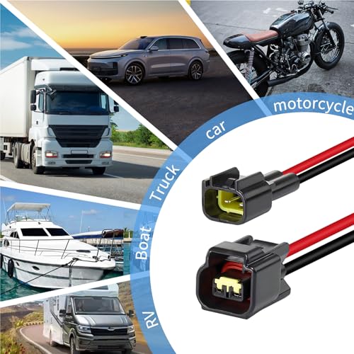 2 Pin Waterproof Connector 2 Wire Automotive Connectors, Male/Female Connector 16 AWG Electrical Wiring Harness, IP67 Automotive Wire Plug for Cars, Motorcycles, Boats, LED Lights,5 Pairs(DJ 2p)