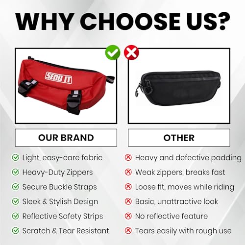 Waterproof Dirtbike Handlebar Bag | Compact Motorcycle Handle Bar Storage Pouch | Universal Fit Dirt Bike Bag for Trail & Adventure Riding | Durable Surron Bar Bag - Red - color: Red