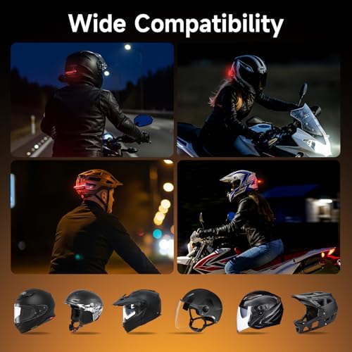 Solar Motorcycle Helmet Light, Moman Solar Powered Bicycle LED Safety Light with Brake Sensing Ultra Bright Red Warning Light IPX4 Waterproof ABS Material for Night Riding (USB-C Cable NOT Included)