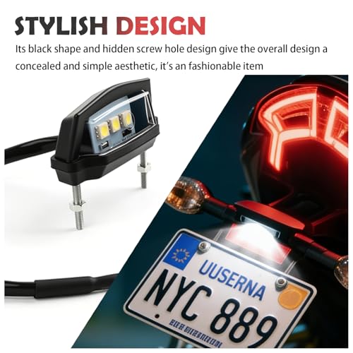Motorcycle License Plate Light 12V,Shockproof & Sealing LED License Plate Light Bar for Illuminating Licenses Plates,Universal Motorcycle Tail Lights as Motorcycles Lights