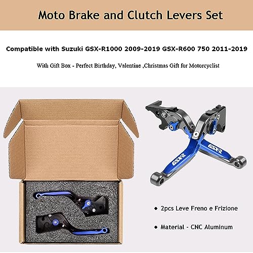 GSXR 600 750 1000 Motorcycle Brake Clutch Levers Set for Suzuki GSX-R 600 GSX R 750 2011-2019 GSXR 1000 2009-2019 GSXS 1000 F ABS 2015-2019((Gray/Blue) - color: Levers - A
