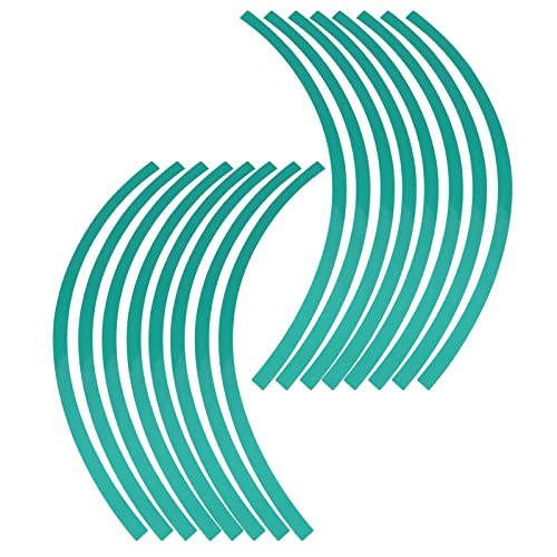Reflective Wheel Rim Stripe Decal Sticker for 16-19 inch Rim Size Universal Car Motorcycle Wheel Reflective Pinstripe Decal Tape Sticker Decoration Film (Blue Green)