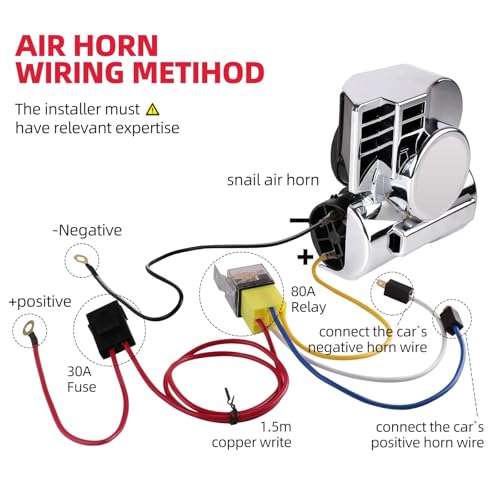 Motorcycle Air Horn Kit 12V 150db Super Loud Car Horn, with Air Compressor and Wiring Harness, Suitable for Any 12V Vehicle/Train/Truck/Motorbike/Boat/Pickup (silvery)