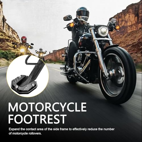 Motorcycle Kickstand Pad, Alloy Motorbike Kickstand Plate, Anti-slip Side Stand Extension Plate, Universal Motorcycle Support Accessory (Black)