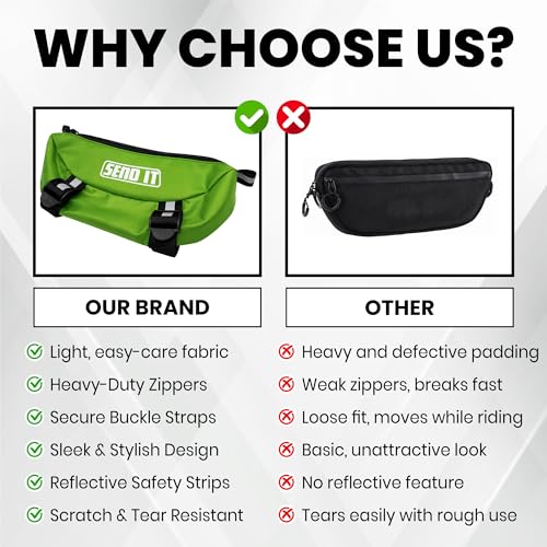 Waterproof Dirtbike Handlebar Bag | Compact Motorcycle Handle Bar Storage Pouch | Universal Fit Dirt Bike Bag for Trail & Adventure Riding | Durable Surron Bar Bag - Green - color: Green