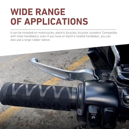 4 PCS Motorcycle Heat Shrink Grip Sleeves, Grid Pattern 2 Handlebar and 2 Brake Handlebar Cover, Rubber Anti-Slip Comfortable Grip Cover, Heating Tight Fit Protective Sleeve (Black) - color: Black