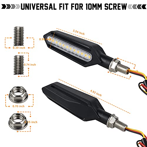 4Pcs Motorcycle Turn Signals Sequential LED Blinkers Front Rear Indicators Universal 12V Compatible with Harley Honda Kawasaki Suzuki Yamaha Scooter Quad Off Road Cruiser - color: amber/white + amber/red