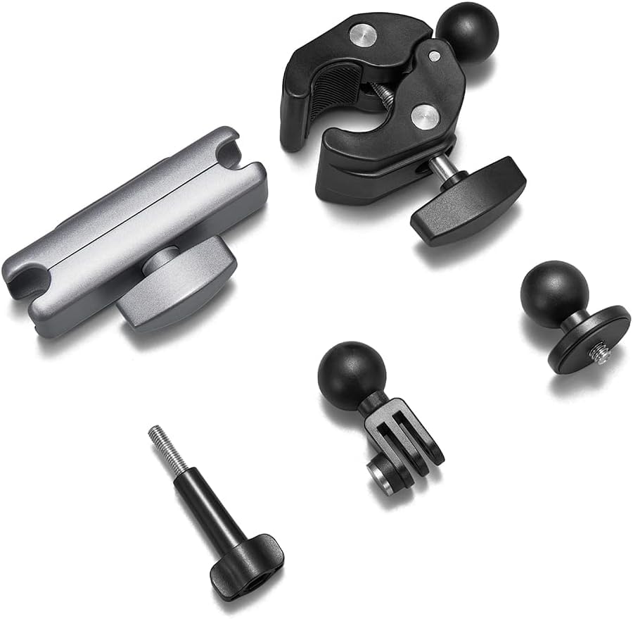Motorcycle Mount Handlebar Clamp Holder Clip, 360 Degree Rotation Camera Clamp for Insta 360 X5 X4 X3 Ace Pro2, Bike Mount for Gopro Hero 13 12 11 10 9 8