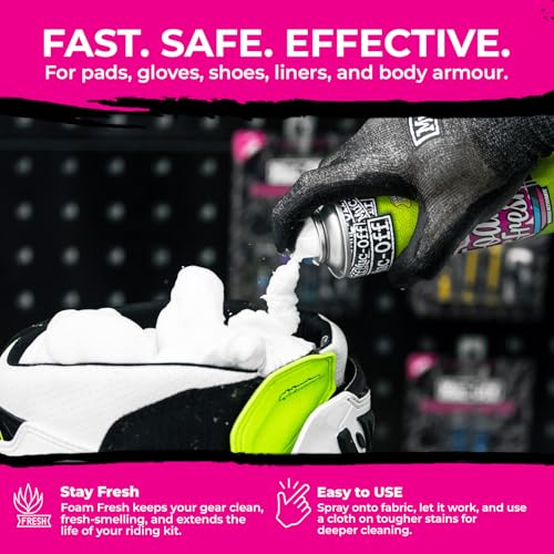 Muc-Off Foam Fresh 2-Pack | Cleaner Foam for Gloves, Pads, Boots & Riding Gear | Instant Foaming Action Removes Dirt, Sweat & Odours | Universal Fit | Fresh Smell & Long-Lasting Fabric Care