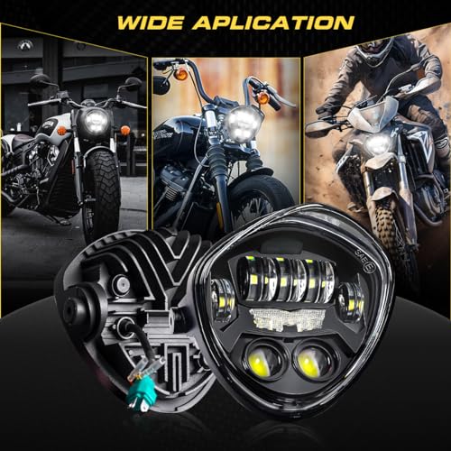 7 Inch LED Motorcycle Headlight DOT Approved With DRL Demon Eye Hi/Low Beam Headlamp with Clamp Mount Bracket Fit 1.37-1.69 Inch Fork for Cafe Racer Chopper Bobber Scrambler Motorcycle - size: 7in C3 Motorcycle Headlight with DRL Triangle