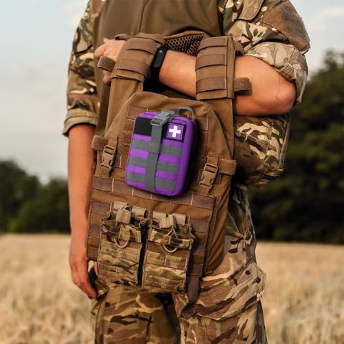Gonex MOLLE Medical Pouch EMT First Aid Pouch Rip-Away IFAK Tactical Utility Pouch for Outdoor Activities Medical Supplies (Bag Only) - color: Purple