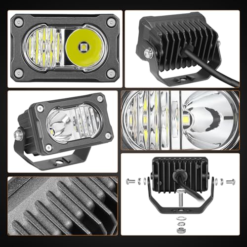 Muto-Beam LED Pods, 2PCS 3Inch Driving Lights 40W Spot Flood Combo Fog Light Off Road LED Cubes Backup Lighting Auxiliary Light Ditch Lights for Truck ATV UTV Motorcycle SUV Jeep Dirt Bike - size: Combo