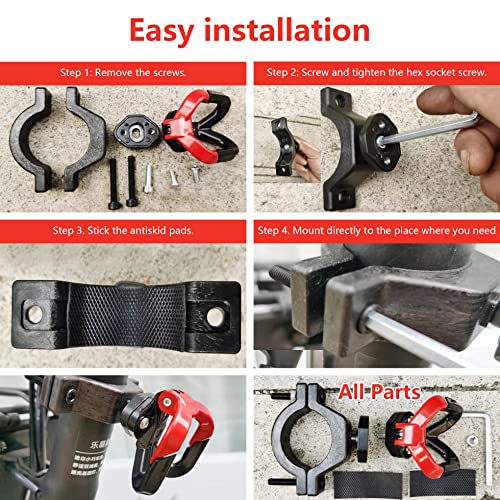 Universal Motorcycle Hook, Motorcycle Helmet Luggage Bag Holder Double Hanger Hook Holder for Moped Scooters Bicycles (Black-red)