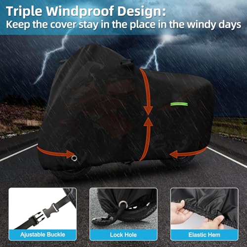 Motorcycle Cover Waterproof for Kawasaki Ninja 250 300 400 500 650/BMW F 900R, Heavy Duty Outdoor Sun UV Rain Dust All Weather Protection Motorbike Cover with Soft Cotton Lining & Lock Hole-Black - size: Ninja 650