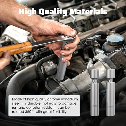 14mm & 16mm Thin Wall Magnetic Swivel Spark Plug Socket, 3/8-Inch Drive 12-Point Spark Plug Socket Removal Tool 360-degree Rotation, for Maximize Flexibility - size: 14mm&16mm, 4", 12-Point