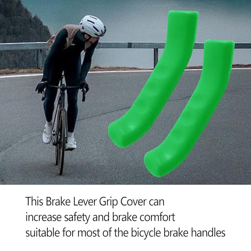 2 Pairs Bicycle Brake Lever Grip Protector Cover, Non-Slip Brake Lever Grip, Silicone Sleeve Universal Brake Protection Handle Cover for Bicycle, Cycling, Road/Mountain Bikes, Green - color: Green