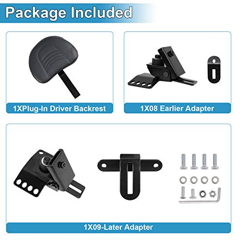 Motorcycle Adjustable Plug-in Driver Backrest Compatible with for 1997-2024 Harley Touring Road King Street Glide Road Glide Electra Glide Black Detachable Rider Backrest - size: D Style
