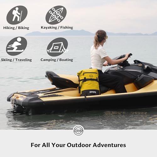 STOVER 5/10/25/30/40/55L Waterproof Dry Bag- Roll-Top Backpack w/Phone Case- Kayaking, Hiking, Camping, Boating- Men/Women - color: 40l Yellow (With Phone Case), size: 40L