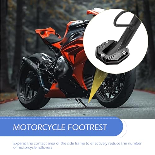 Motorcycle Kickstand Pad, Aluminum Alloy Side Stand Extension Plate, Anti-Sink Support Accessory, Universal Kickstand Foot Pad for Most Motorcycles (Black)