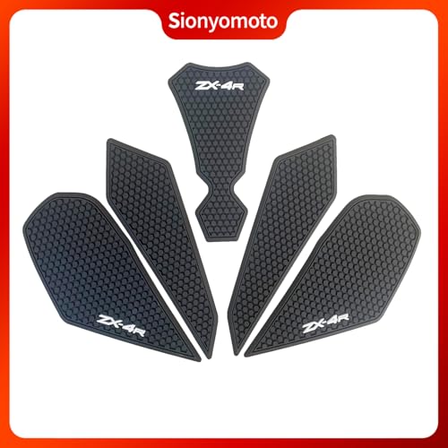 Fuel Gas Tank Pad Protector Stickers Decal Set Compatible with ZX4R ZX-4RR zx4rr zx-4r 2026 2023- Anti-Slip Protective Kit, Black | 5-Piece