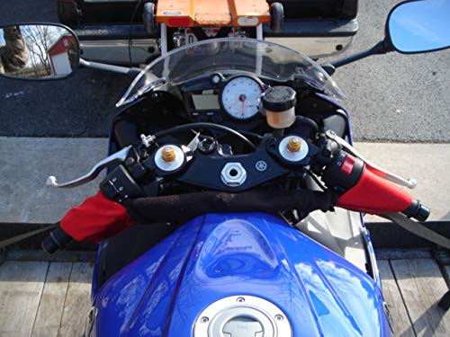 Tie Down Soft Loop Handlebar Straps Trailer Hauling Handle Bars Secure Yamaha Kawasaki Suzuki Honda Ducati 2" Clips 1.5" Wide Strap Motorcycle Bar Harness Ring Clip Rings Sport Bike Crotch Rocket ATV