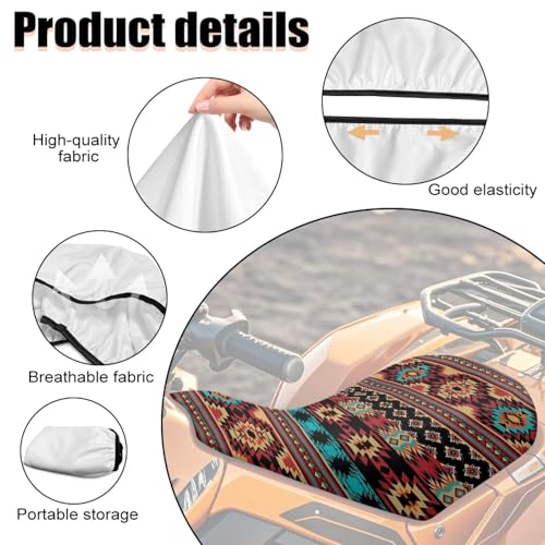 SEANATIVE Brown Aztec ATV Seat Cover Waterproof Non-Slip Universal Four Wheeler Seat Cover Motorcycle Passenger Seat Cushion Breathable Padded Protector - color: Brown Aztec
