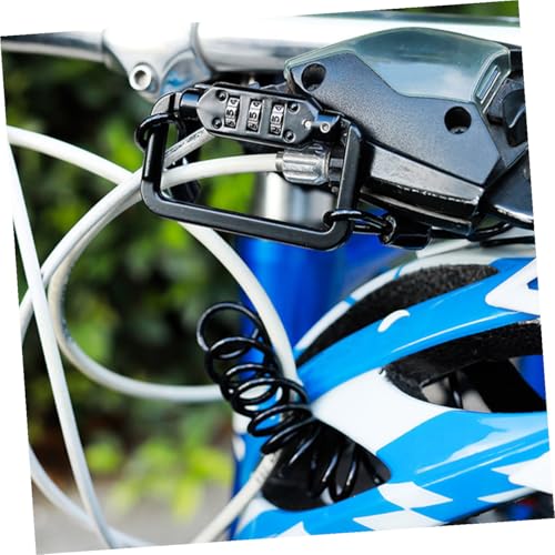 ABOOFAN Bike Helmet Lock Cable with Combination Code Security, Lightweight Alloy Spring Steel Wire for Motorcycle and Bicycle, Portable Outdoor Safety Helmet Lock in Black