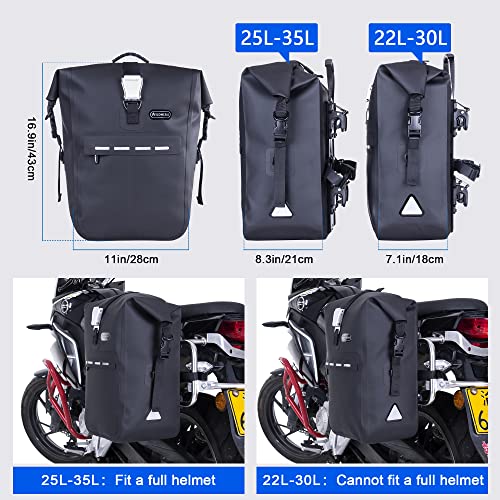 WILD HEART Motorcycle Pannier Bag Quick Detachable Waterproof TPU Hanging Motorcycle Bag riding Equipment Suitable for Motorcycles with Aluminum alloy side Frame (1 piece) (Black 22L-30L)