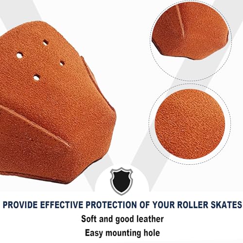 100% Real Cowhide | Toe Cap Guard Protectors | Roller Skate Derby Speed 1 Pair(Brown) - color: Brown-1