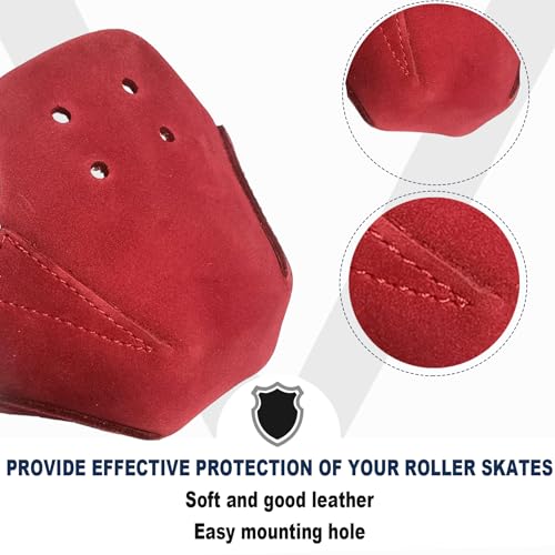 100% Real Cowhide | Toe Cap Guard Protectors | Roller Skate Derby Speed 1 Pair(Wine Red Color) - color: Wine Red Color