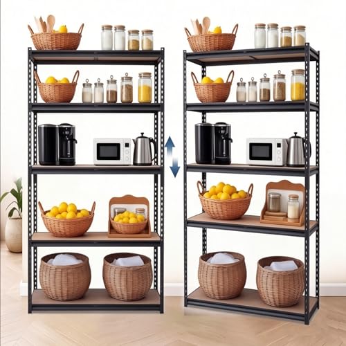 5-Tier Garage Storage Shelves for Kitchen Pantry Basement Bathroom Laundry Heavy Duty Metal Adjustable Shelving Unit Storage Shelving, 2500 LBS Capacity, 48" l x 24" w x 72" h - size: 48"L x 24"W x 72"H