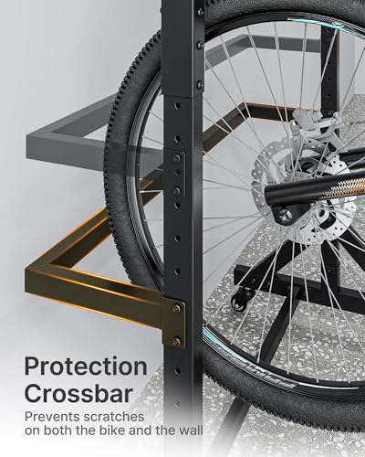 monTEK Freestanding Bike Storage Rack for 5 Bikes, Heavy Duty 350LBS Vertical Bike Stand with 5 Bike Hooks & 6 Helmet Hooks, Indoor and Outdoor Bike Storage Rack with Locking Casters - size: 5 Bike Rack