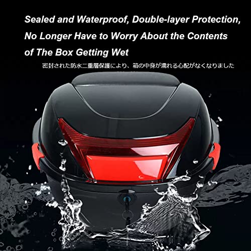 Daily Tail Box Motorcycle Trunk Luggage Top Box for Scooter/Motorcycle/Moped Back Top Case ABS Hard Shell 28L(White) - color: White