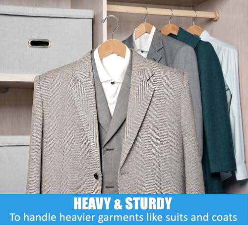 Amber Home 6 Pack Wide Shoulder Wooden Suit Hangers, Natural Wood Coat Hangers with Non Slip Pants Bar, Clothes Hangers for Jackets, Sweaters, Pants & Heavy Clothes (Natural, 6 Pack) - size: Natural
