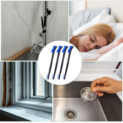 4 Pcs Small Cleaning Brush, Double-Ended Nylon Brush, Jewelry Cleaning Brushes for Detailed Cleanings of Jewelry, Cars, Kitchen, and Spaces - color: Blue Brush Head