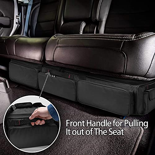 samdew Underseat Storage Bag Fit for SuperCrew Cab, Truck Under Seat Organizer with 4 Detachable Inner Dividers & Anti-slip Bottom for Full Size Trucks, Black