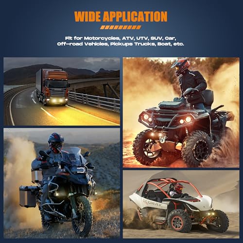 Future Eyes LED Motorcycle Fog Lights, 360° Adjustable Auxiliary Lights, Waterproof Off-Road Driving Light for Night Riding, Amber/White High & Low Beam, Compatible with Motorcycles, ATVs, and UTVs