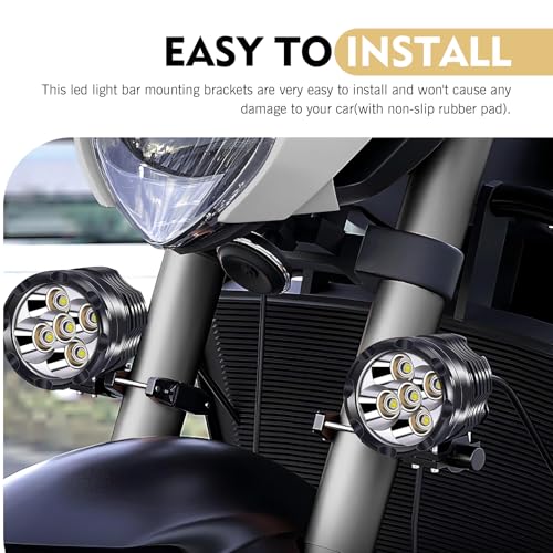 2 PCS Motorcycle Spotlight Mount Brackets, Alloy Front Fork Lamp Bracket for 1" - 2.54" Tube, Shock-Absorption Fog Turn Signal Mounts, Universal for Off-Road ATV UTV Roll Bar