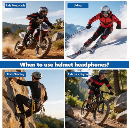 SAMDO Motorcycle Helmet Bluetooth Headset Speakers Outdoor Sports Hands-Free Headphones Bluetooth 5.3 for Cycling, Skiing, Riding Automatic Answering Voice Assistant Music Player Y1
